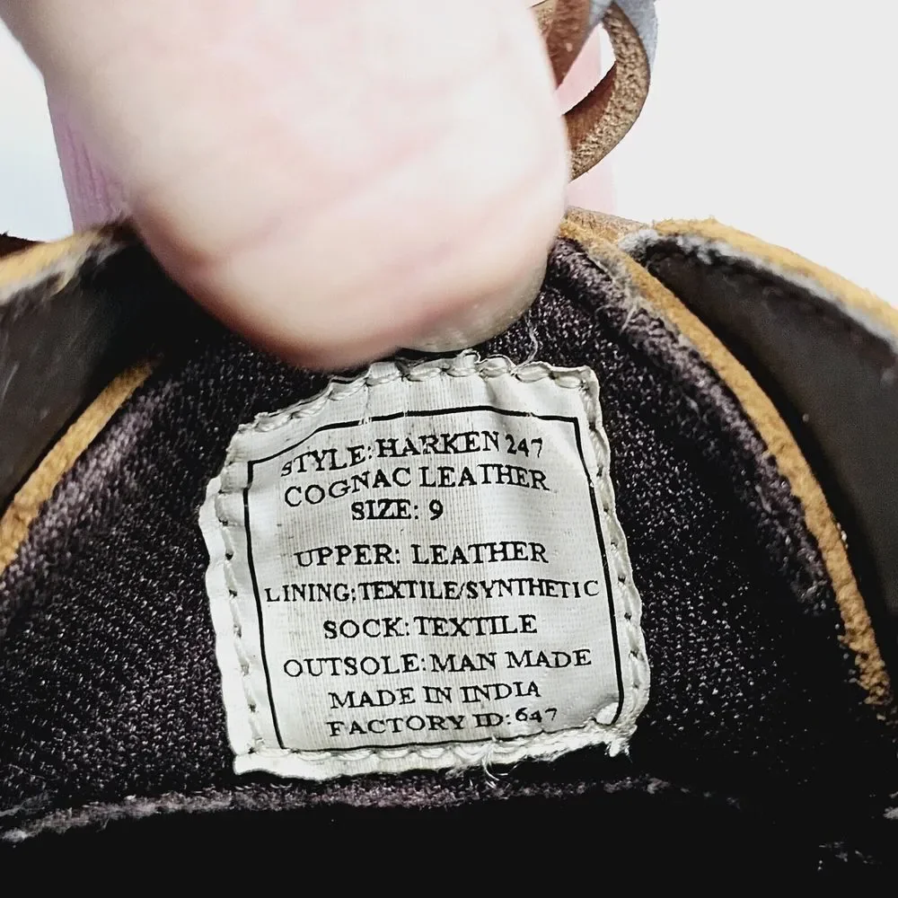 Steve Madden Harken‎ 247 Leather Shoes Men's 9 Cognac Brown Lace Up Distressed